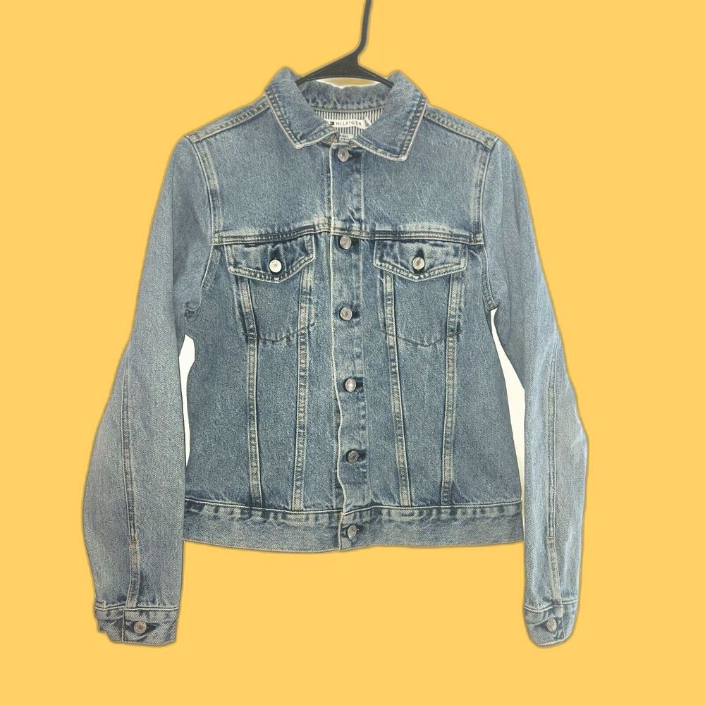 Tommy Hilfiger Denim Aura Shaped Jean Jacket Vintage Sz Small 100% Cotton